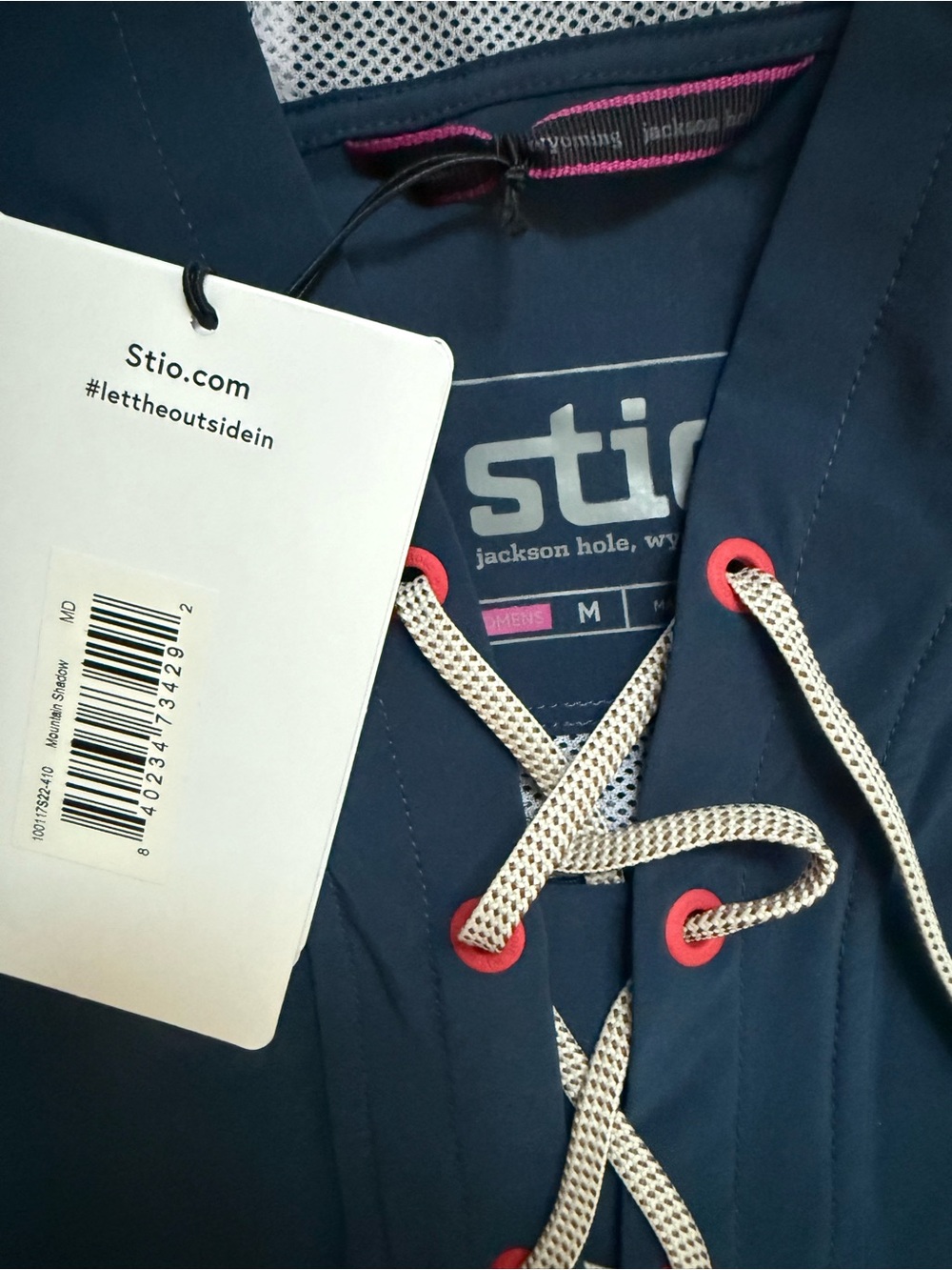 Stio Women’s Lace-Up Pullover. Style CFS Sun Hoodie Anorak. Navy size Medium. - Picture 3 of 4